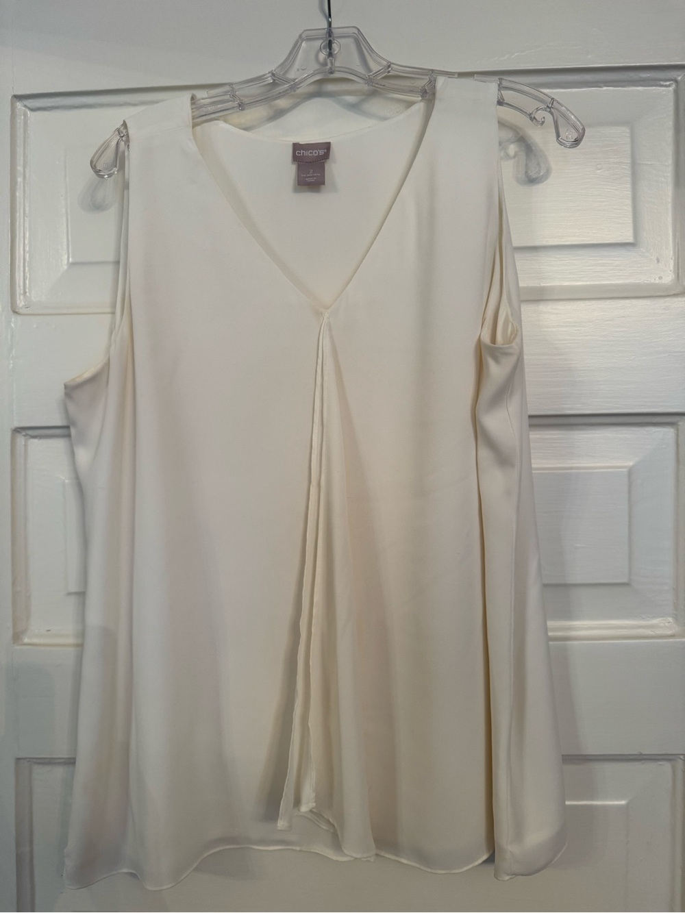 Chico's Cream Cold-Shoulder V-Neck Blouse